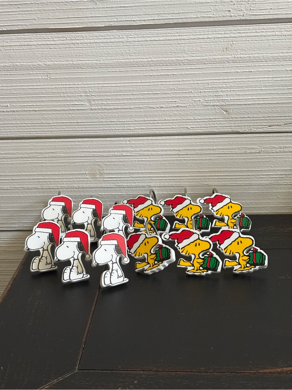 Peanuts Snoopy & Woodstock Christmas Holiday Shower Curtain Hooks Set Of 12 - Picture 6 of 8